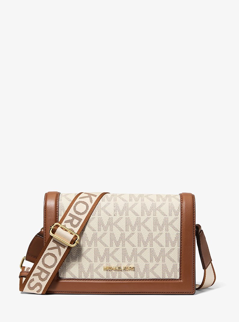 Grand sac &agrave; bandouli&egrave;re Jet Set &agrave; logo Signature in VANILLE/LUGGAGE | Michael Kors