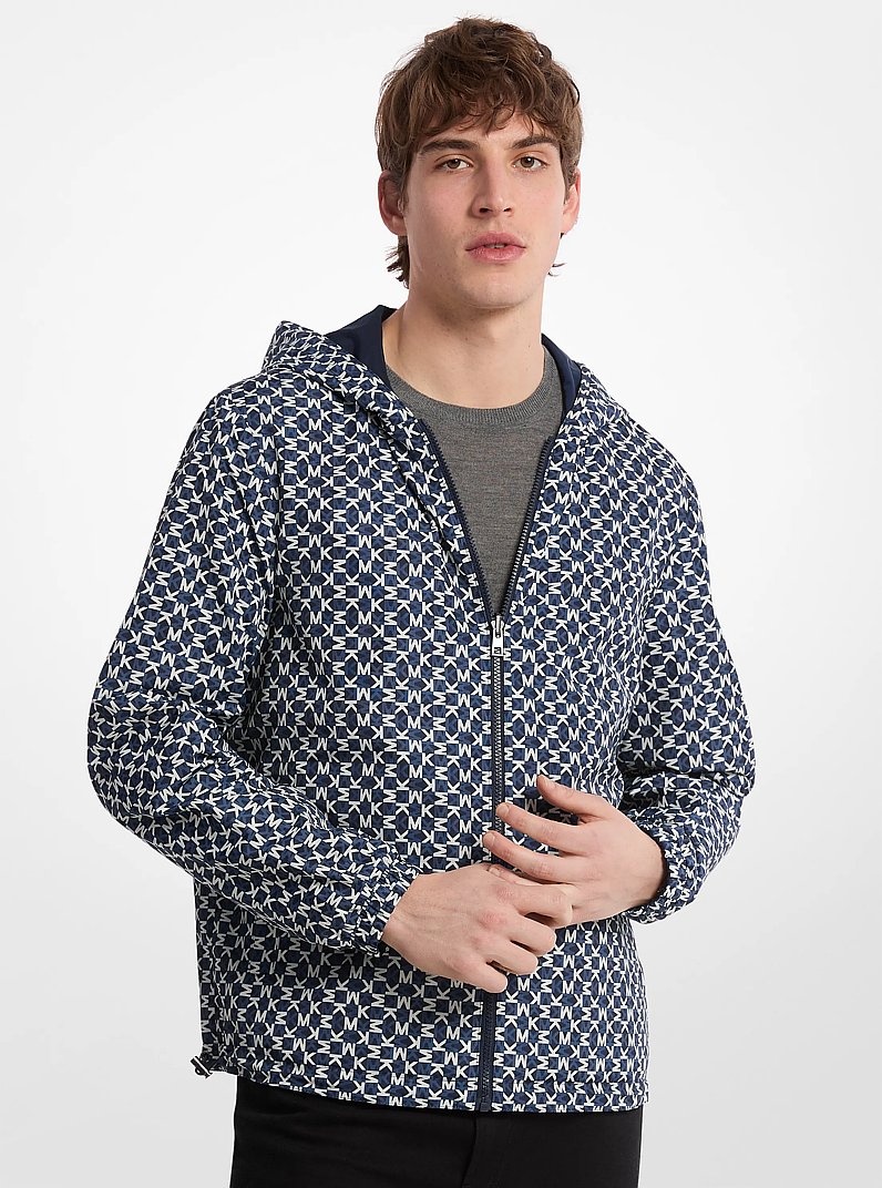 Reversible Logo Print Cir&eacute; Jacket in MIDNIGHT | Michael Kors