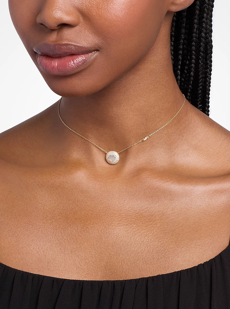 Collier c&oelig;ur en argent sterling &agrave; pierres pav&eacute;es in OR | Michael Kors