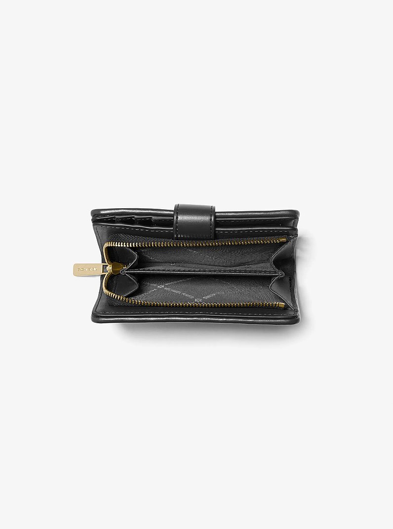 Jet Set Medium Woven Wallet in BLACK | Michael Kors