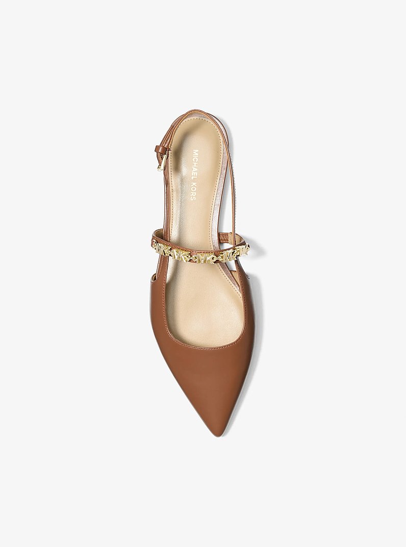 Dina Flex Leather Slingback Flat in LUGGAGE | Michael Kors