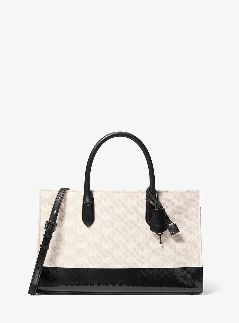 Sacoche Scarlett de taille moyenne en jacquard &agrave; logo in NOIR | Michael Kors