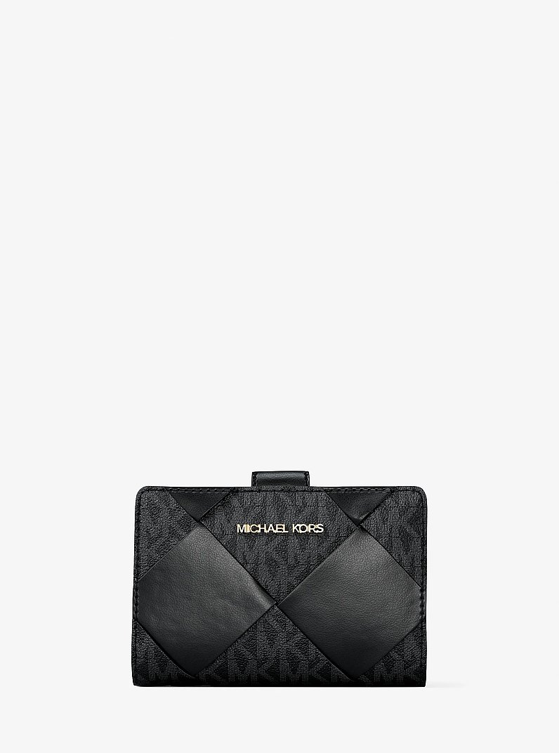 Portafoglio Jet Set Travel medio con stampa logo in NERO | Michael Kors