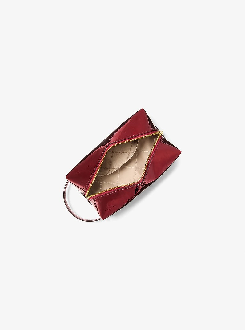 Jet Set Medium Metallic Logo Debossed Travel Kit in CHERRY | Michael Kors