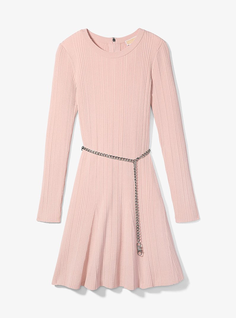 Stretch Knit Belted Dress in ROSEWATER | Michael Kors