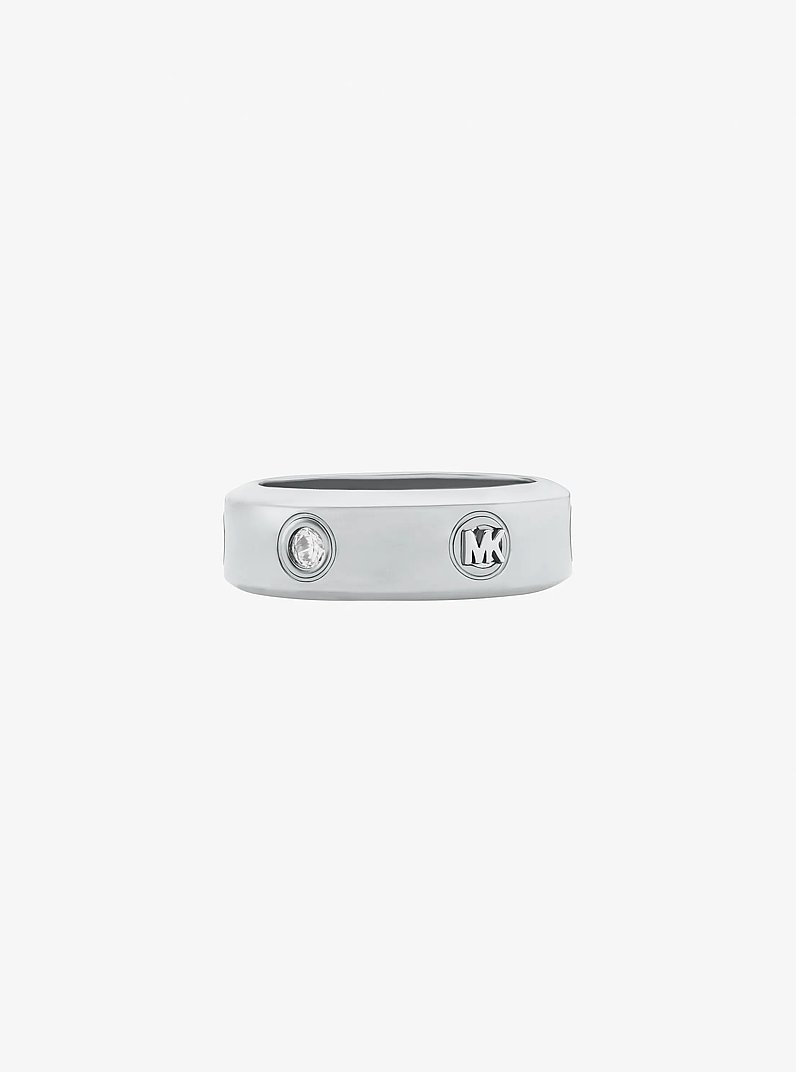 Pav&eacute; Logo Ring in SILVER | Michael Kors