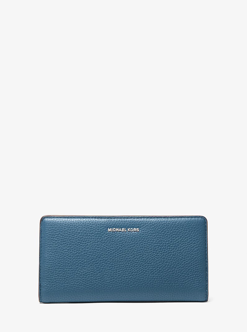 Bryant Large Pebbled Leather Snap-Front Wallet in DK CHAMBRAY | Michael Kors