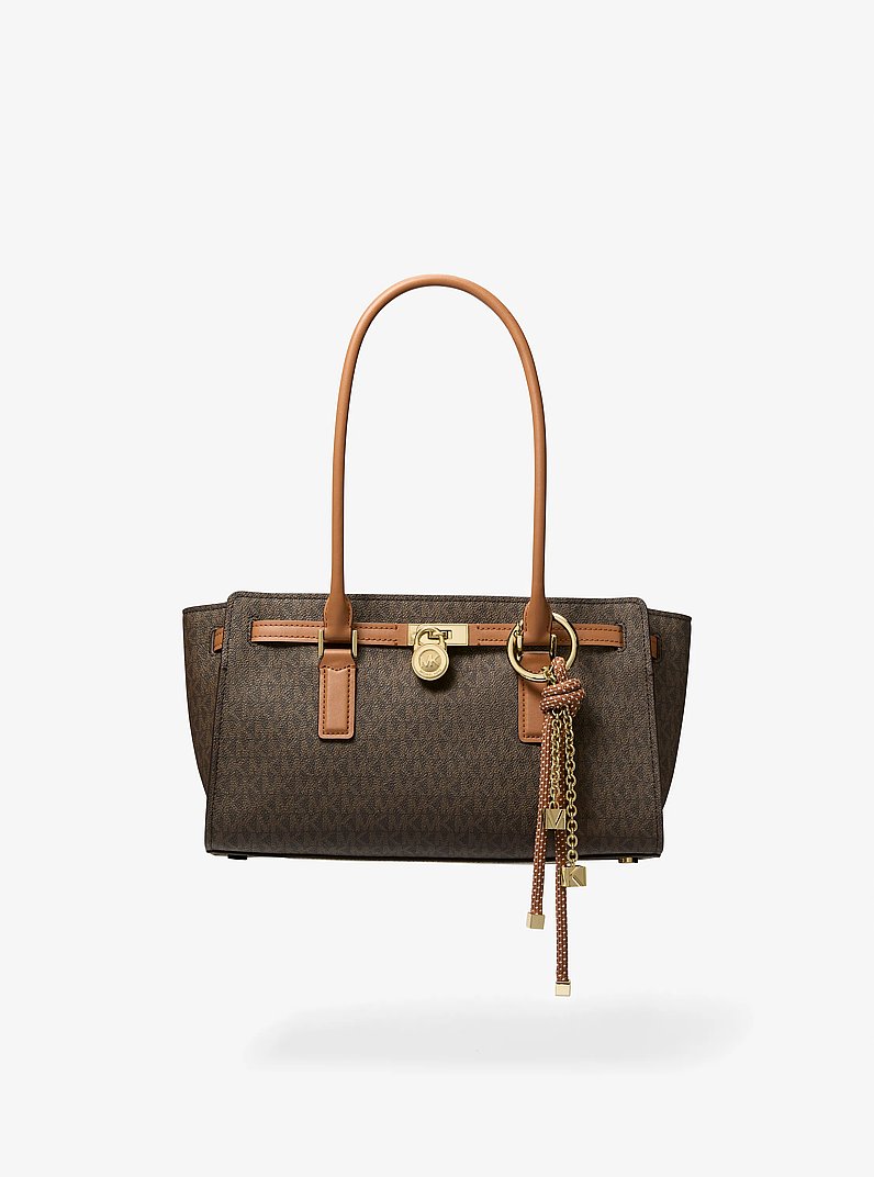 Hamilton Moderne Small Signature Logo Satchel in BRN/ACORN | Michael Kors