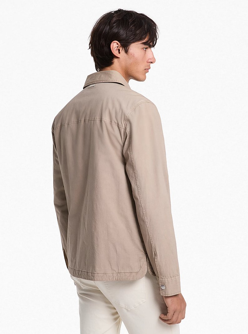 Garment-Dyed Stretch Cotton Poplin Shirt Jacket in CHESTNUT | Michael Kors