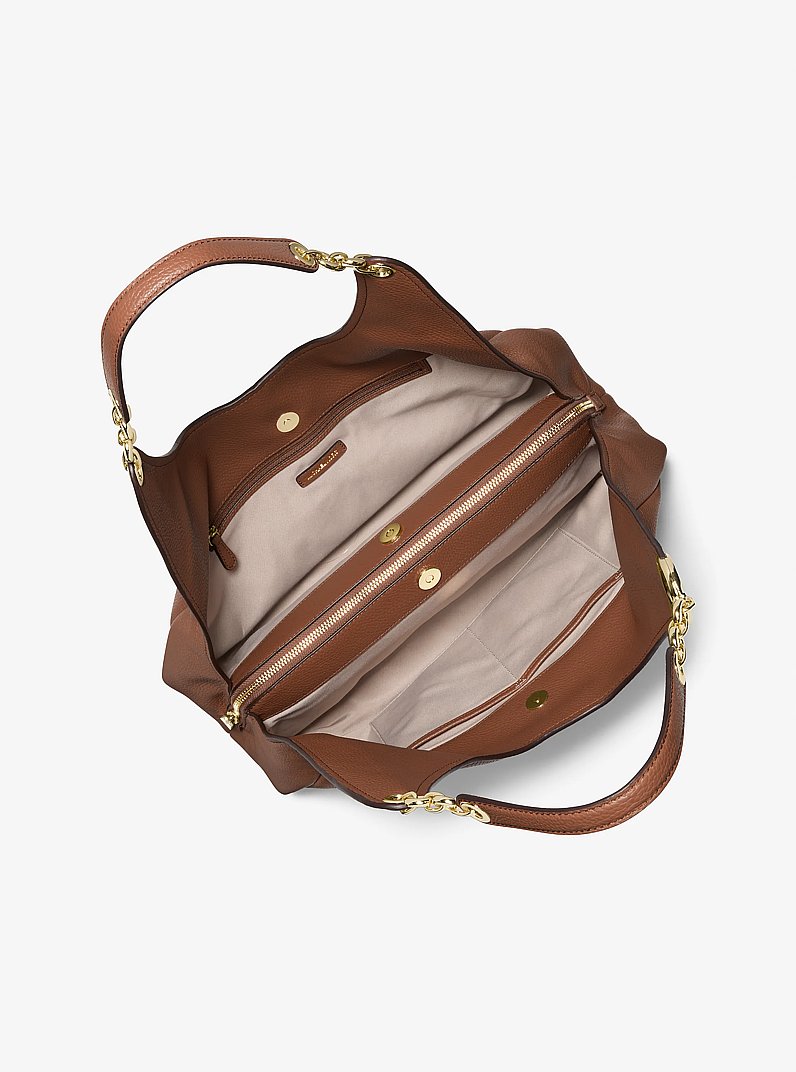 Ellie Large Pebbled Leather Shoulder Bag in LUGGAGE | Michael Kors