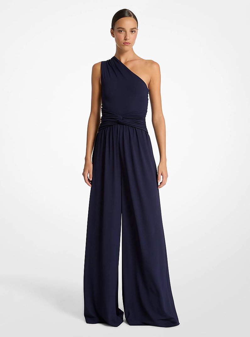 Stretch Matte Jersey One-Shoulder Jumpsuit in MARITIME | Michael Kors