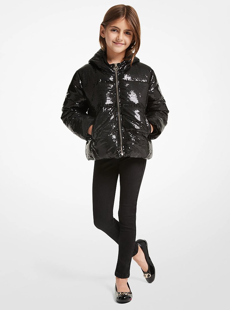 Sequined Puffer Jacket in BLACK | Michael Kors Canada [CA]