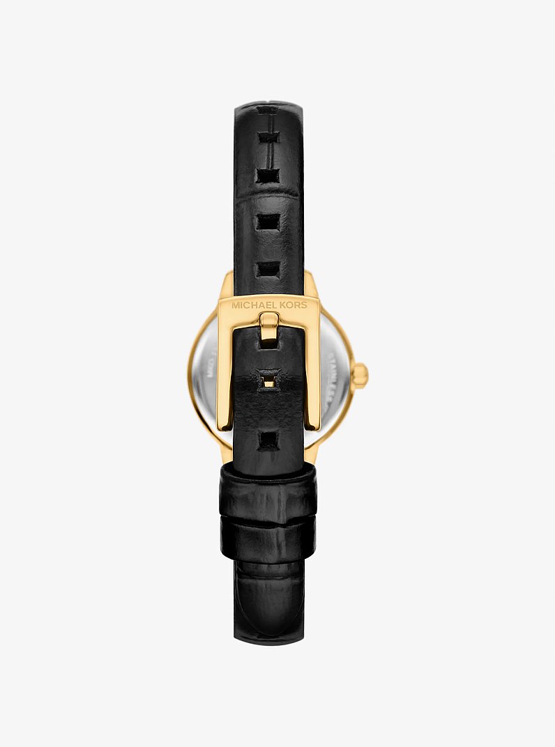 Reloj Melissa micro en tono dorado con piel con relieve de cocodrilo con pav&eacute; in DORADO | Michael Kors