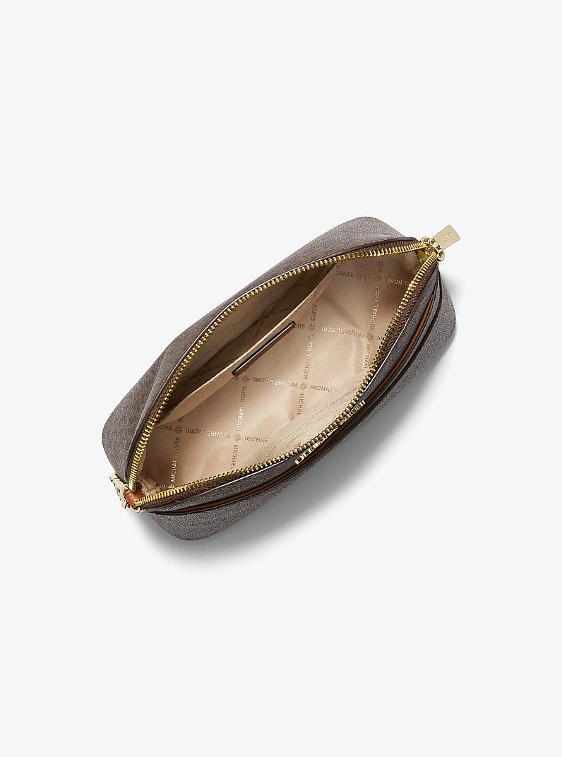 Bandolera Jet Set Travel mediana tipo c&uacute;pula con logotipo in MARR&Oacute;N | Michael Kors