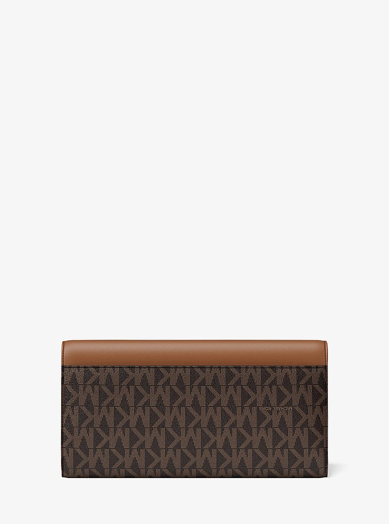 Hamilton Large Signature Logo Continental Wallet in BROWN | Michael Kors