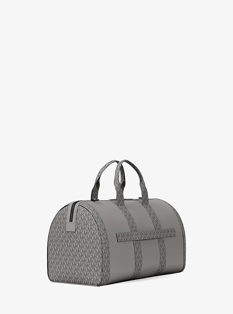 Cooper Pebbled Leather and Signature Logo Duffel Bag in PEARL GREY | Michael Kors