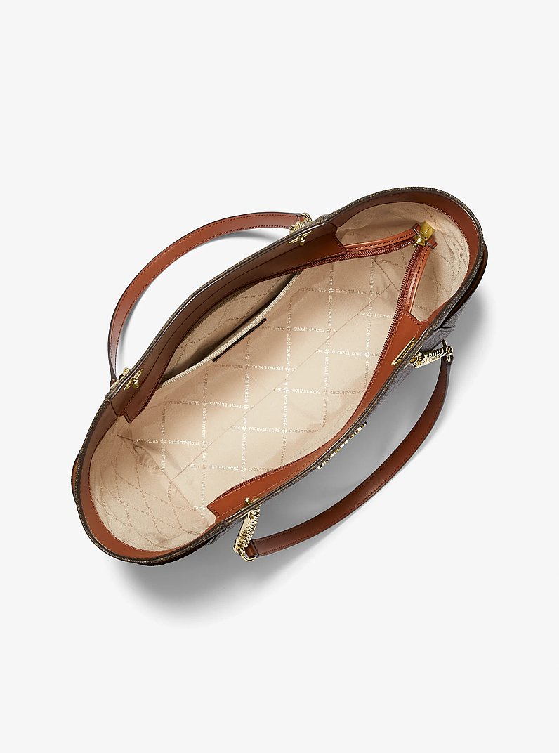 Jet Set Large Signature Logo Shoulder Bag in BROWN | Michael Kors