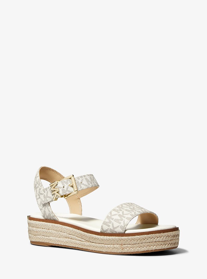 Richie Signature Logo Platform Espadrille Sandal in VANILLA | Michael Kors