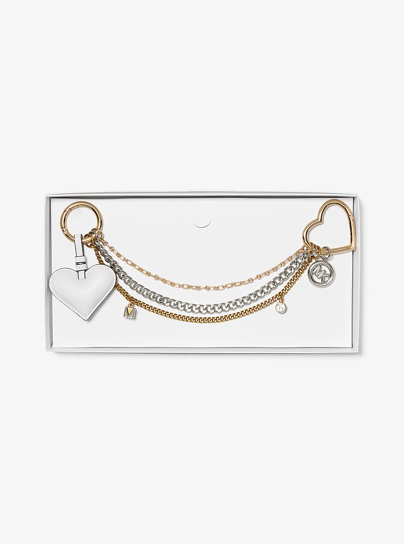 Breloque pour sac avec cha&icirc;ne et c&oelig;ur in BLANC OPTIQUE | Michael Kors