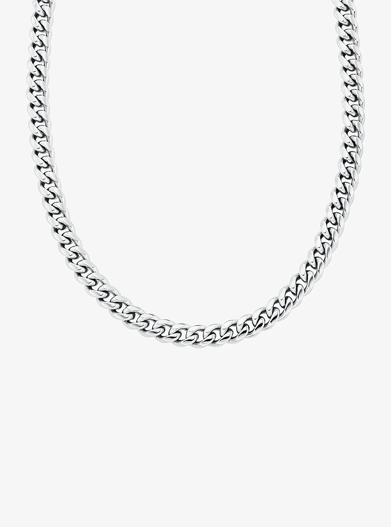 Precious Metal-Plated Brass Curb-Link Chain Necklace in SILVER | Michael Kors