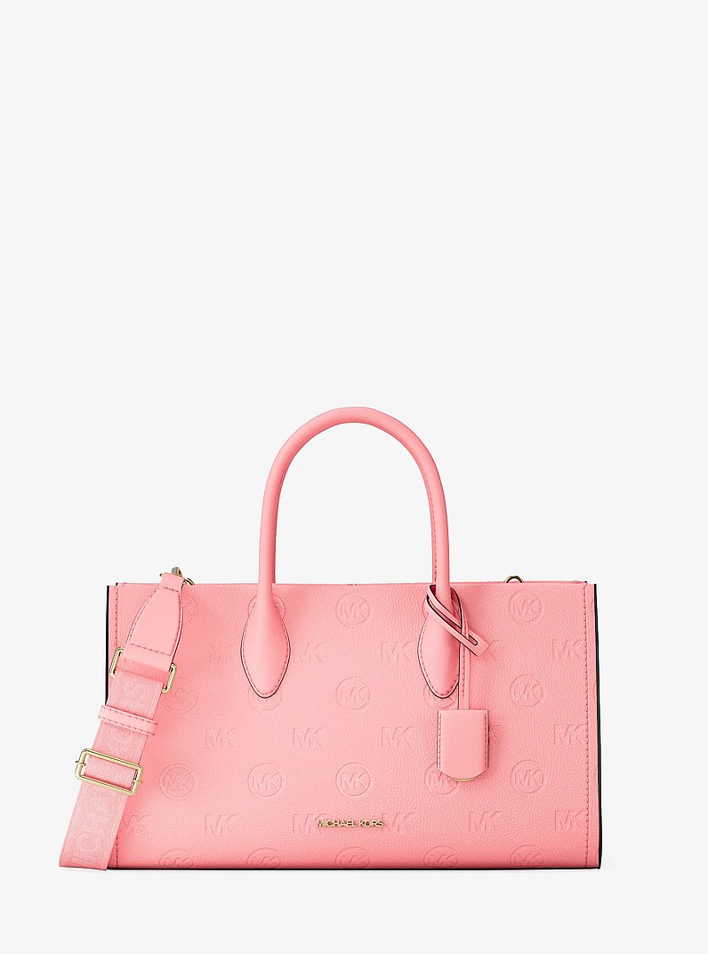 Mirella Medium Logo Debossed Satchel in CARNATION | Michael Kors