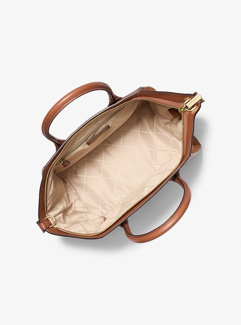 Bolso satchel Avril grande de piel y gamuza in LUGGAGE | Michael Kors