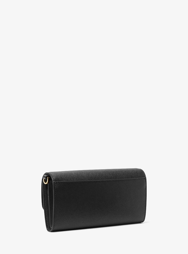 Jet Set Large Saffiano Leather Convertible Crossbody Bag in BLACK | Michael Kors
