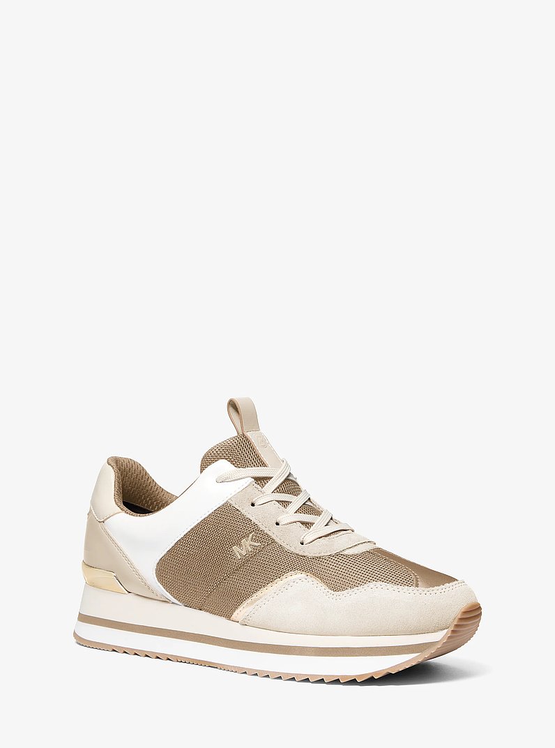 Raina Mixed-Media Trainer in CAMEL MLT | Michael Kors