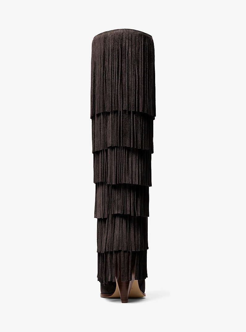 Jayla Fringed Suede Tall Boot in CHOCOLATE | Michael Kors