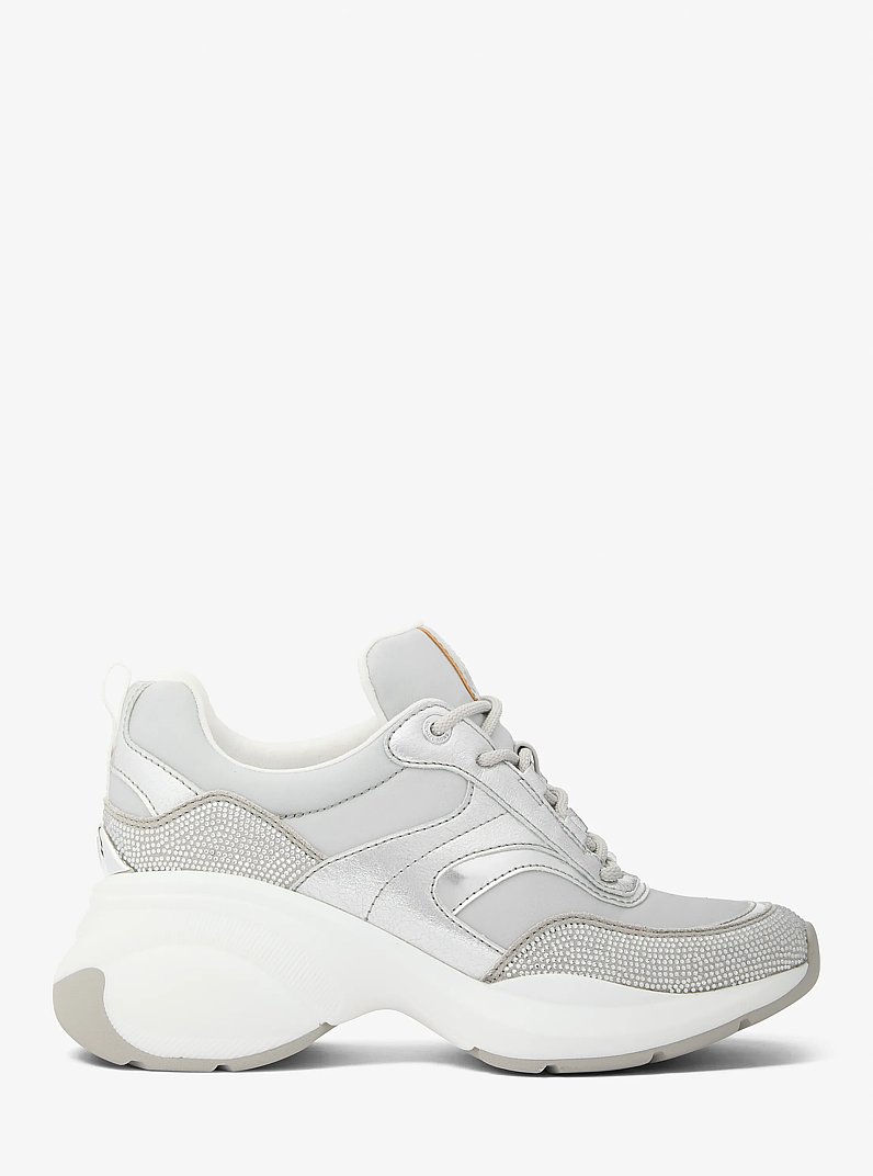 Kaia Mixed-Media Trainer in SILVER MULTI | Michael Kors