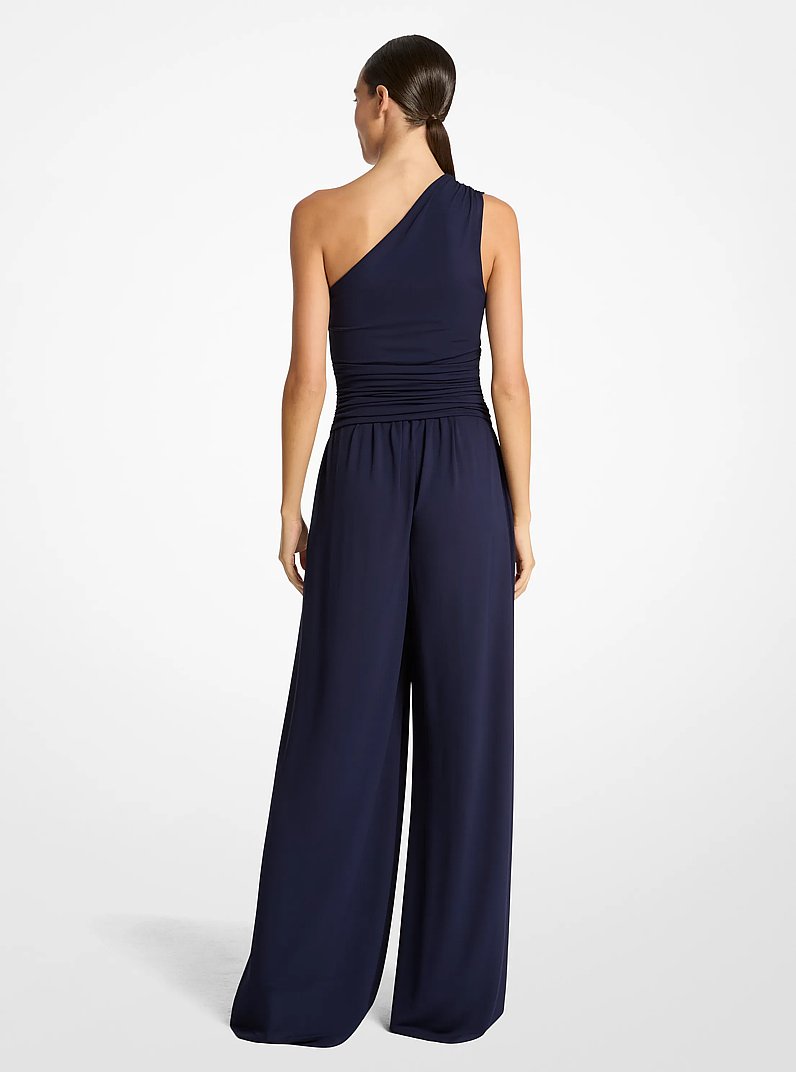 Stretch Matte Jersey One-Shoulder Jumpsuit in MARITIME | Michael Kors