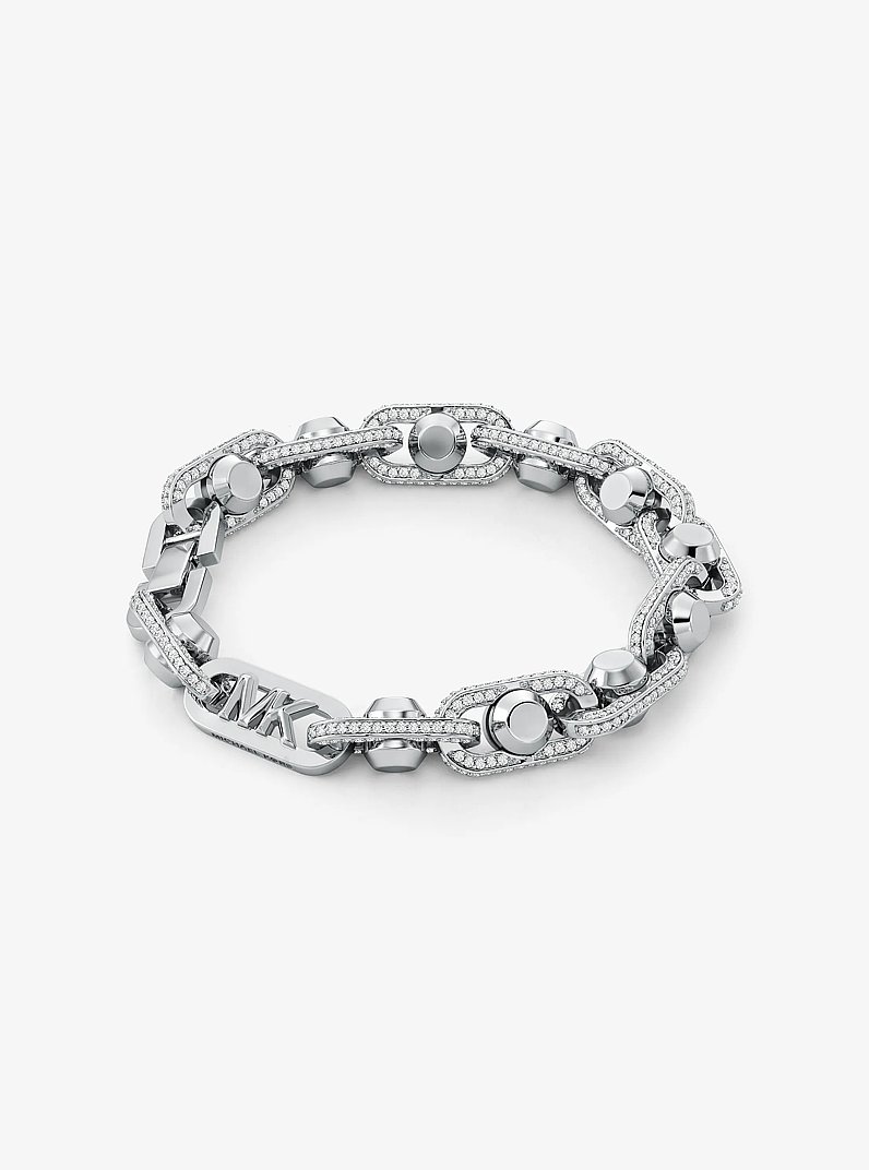 Pulsera Astor Link extragrande de lat&oacute;n chapado en metal precioso con incrustaciones in PLATEADO | Michael Kors
