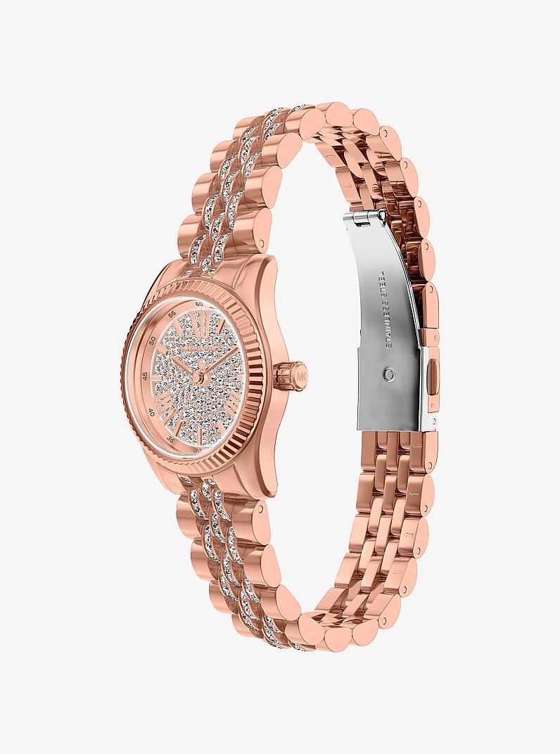 Petite montre Lexington de ton or rose &agrave; pav&eacute; in OR ROSE | Michael Kors