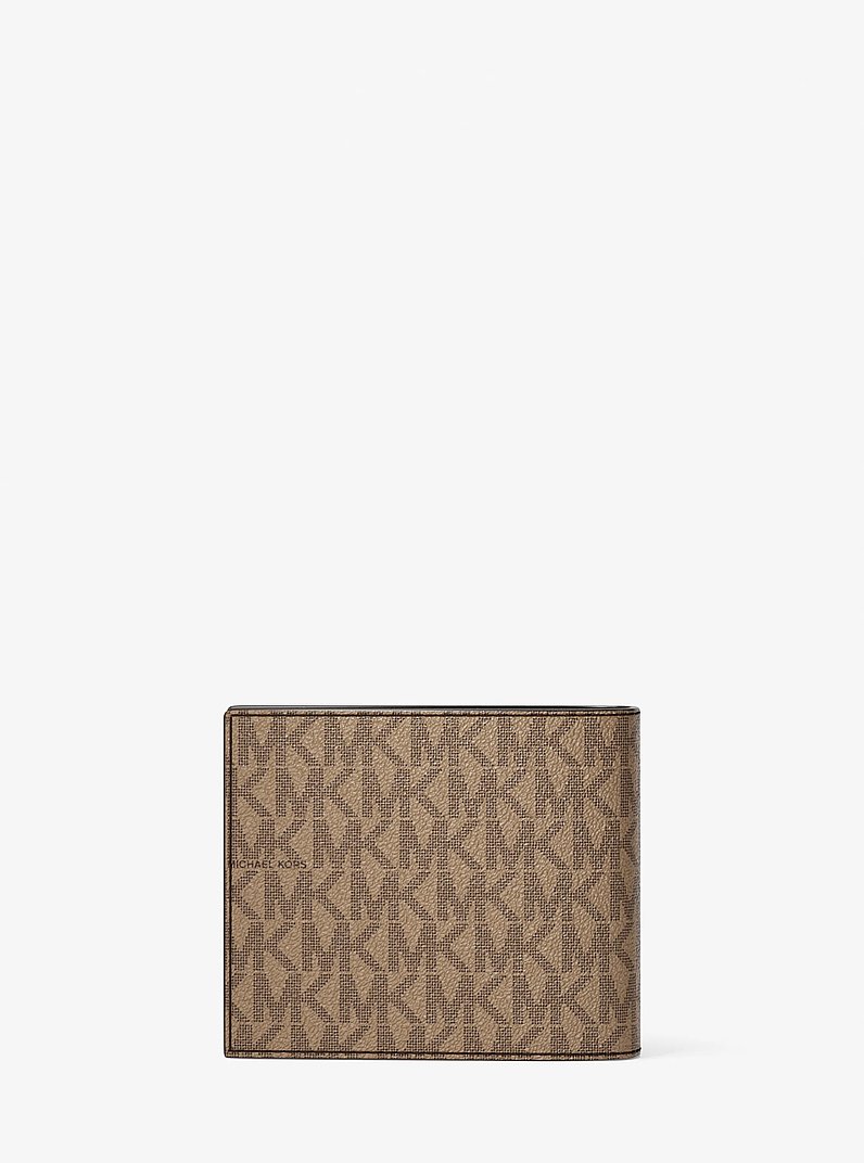Cooper Logo Billfold Wallet With Passcase in CAMEL | Michael Kors