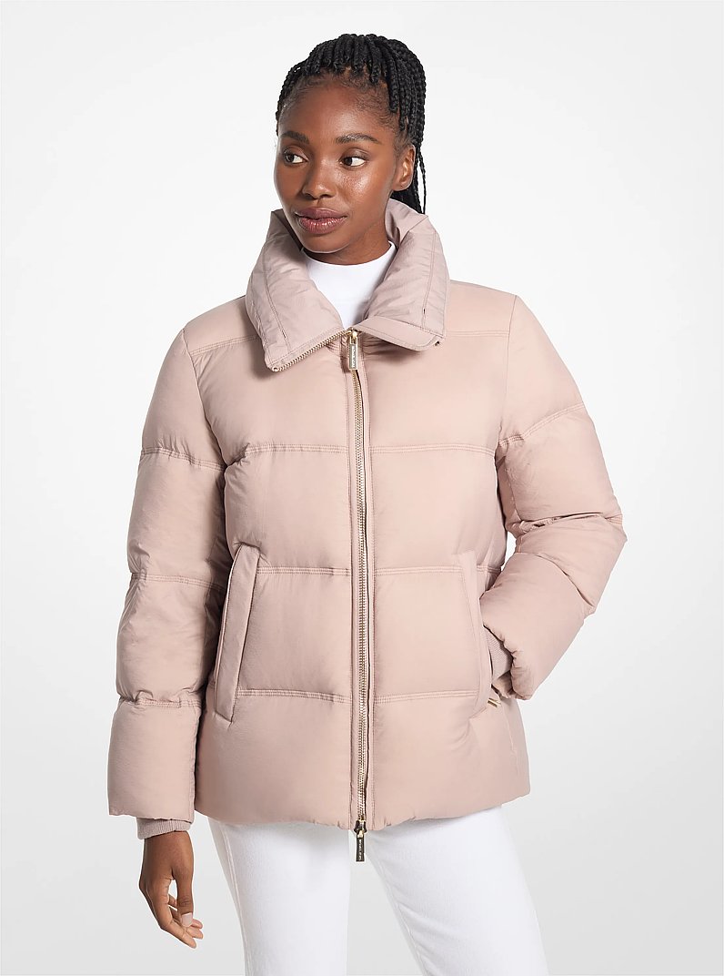 Quilted Puffer Jacket With Faux Fur Collar in CHAMPAGNE | Michael Kors