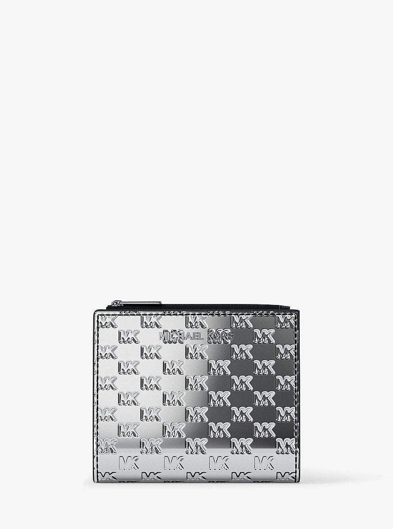Cooper Metallic Logo Debossed Wallet in SILVER | Michael Kors