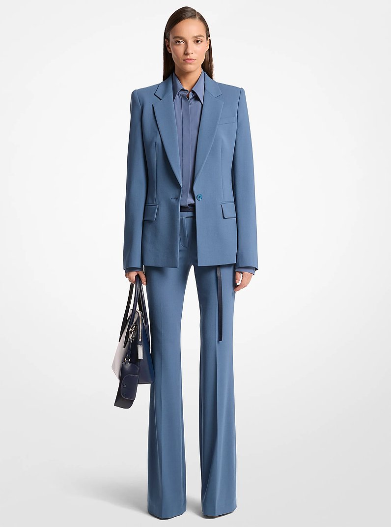 Blazer Tyler de crep&eacute; de lana el&aacute;stica in ACERO | Michael Kors