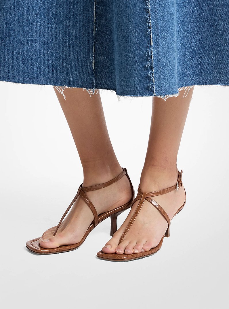 Sandalia Anna de piel con relieve de cocodrilo in RAMA | Michael Kors