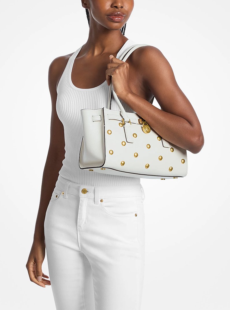 Henkeltasche Hamilton Moderne Small aus Leder mit Nieten in EGGSHELL | Michael Kors