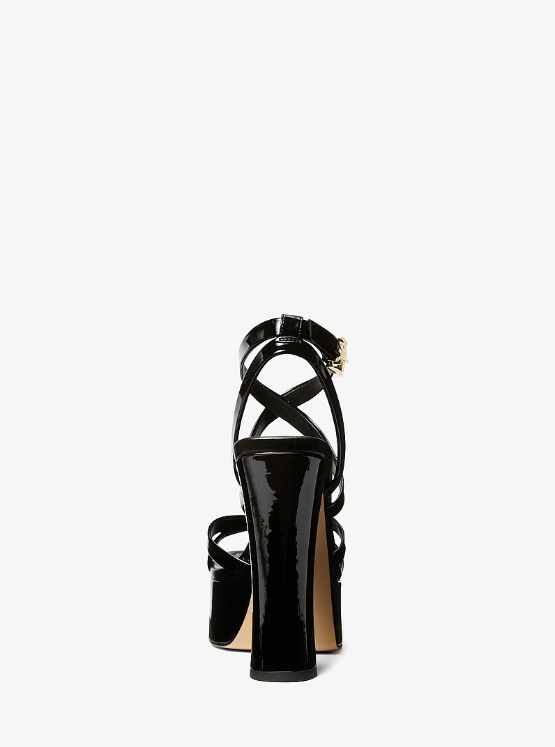 Paola Faux Patent Leather Sandal in BLACK | Michael Kors