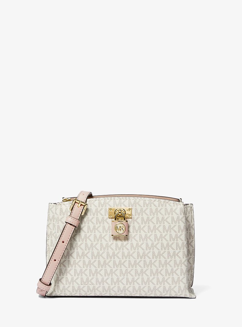 Ruby Medium Logo Messenger Bag in VANILLA/SOFT PINK | Michael Kors