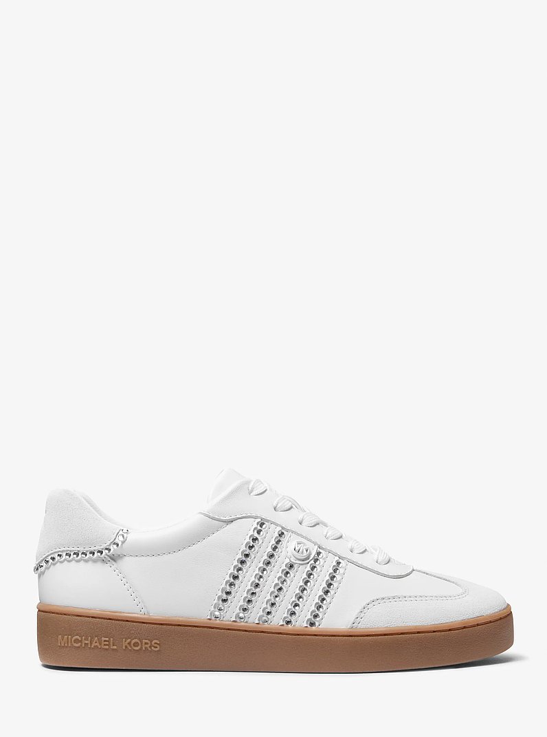 Scotty Embellished Leather Sneaker in OPTIC WHITE | Michael Kors