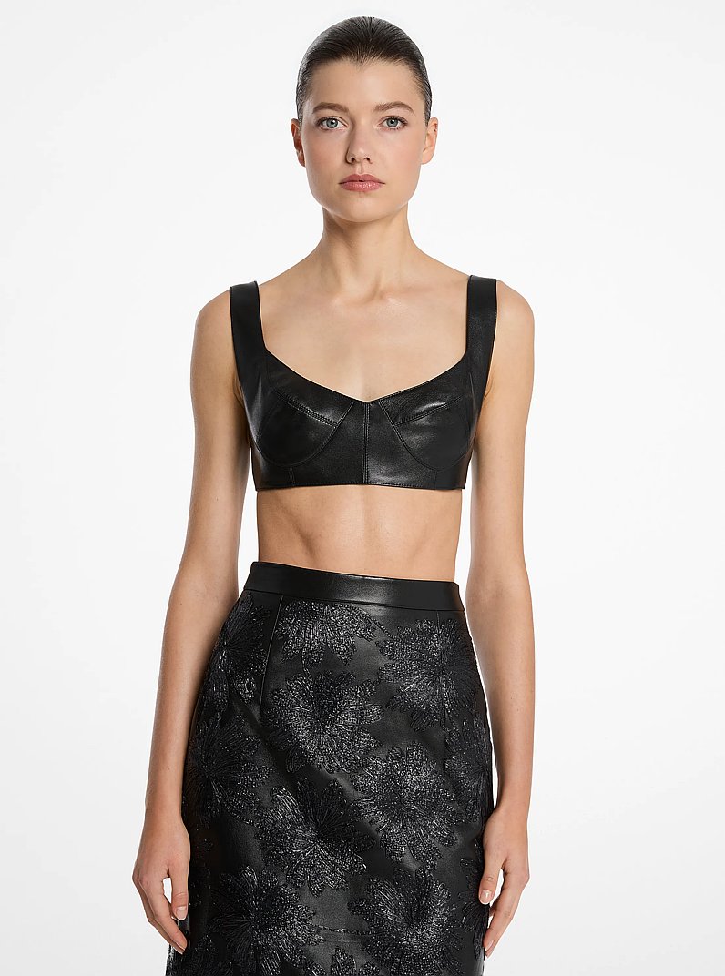 Top tipo sujetador de piel napa in NEGRO | Michael Kors