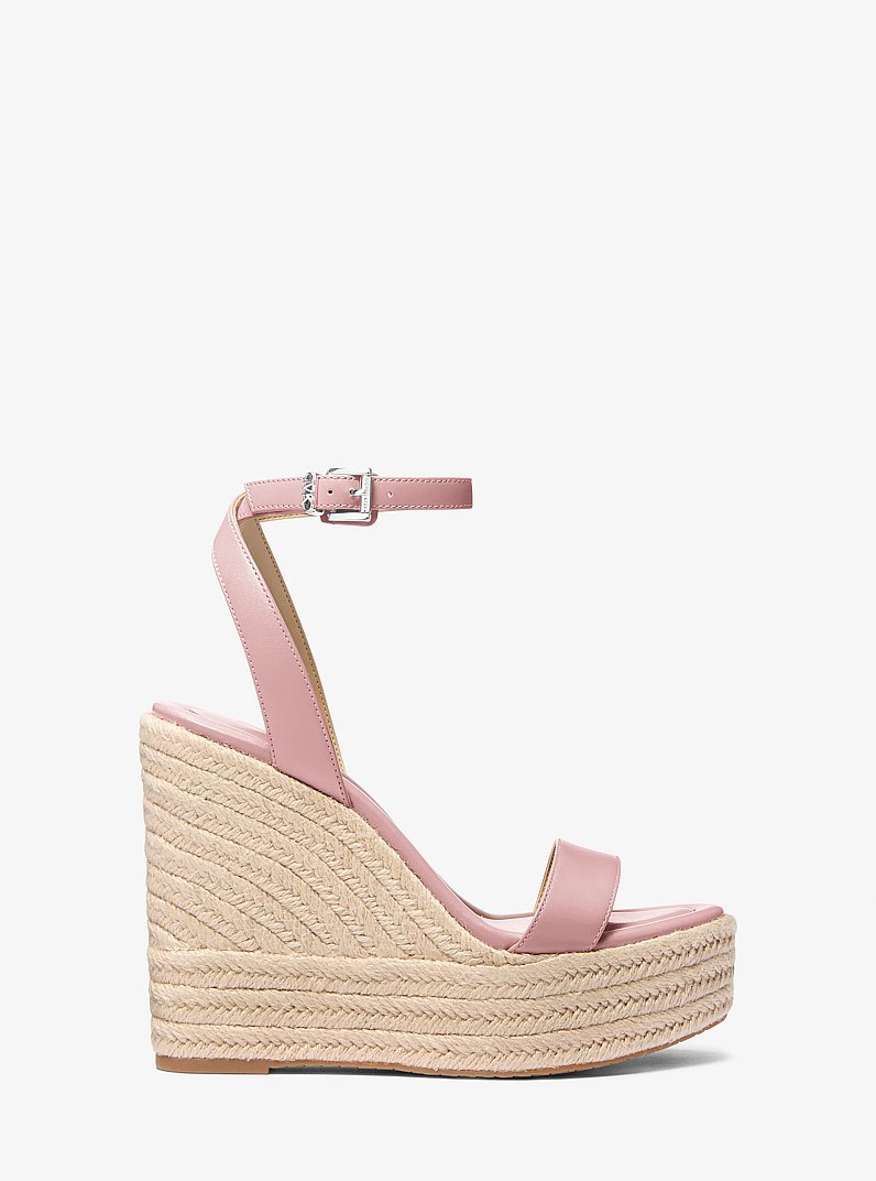 Leighton Leather Wedge Sandal in SMOKEY ROSE | Michael Kors