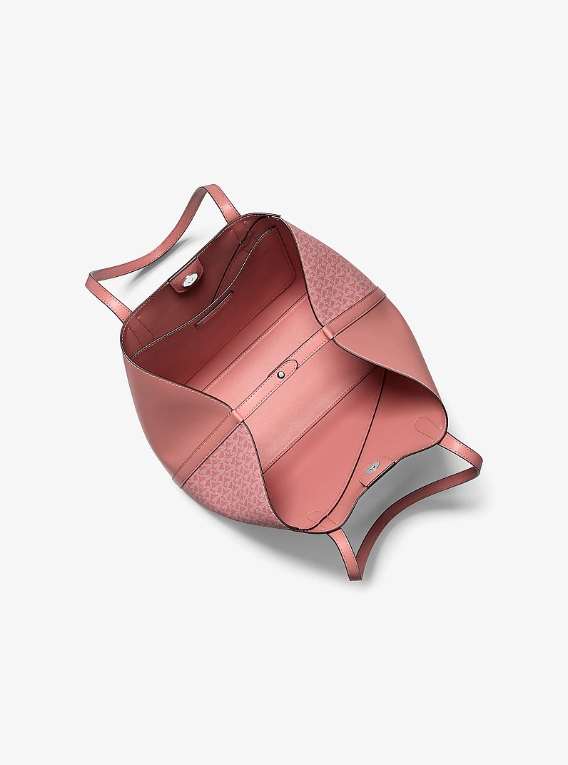 Avalon Medium Signature Logo and Smooth Tote Bag in SUNSET ROSE | Michael Kors