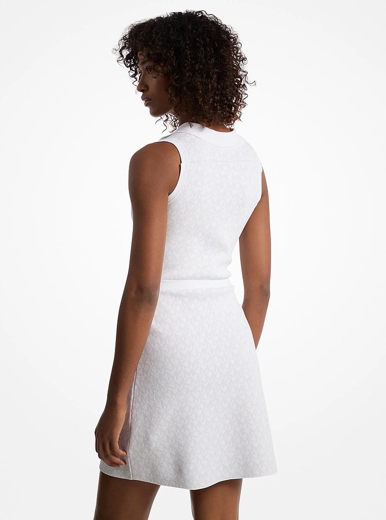 Logo Jacquard Zip-Up Dress in WHITE | Michael Kors