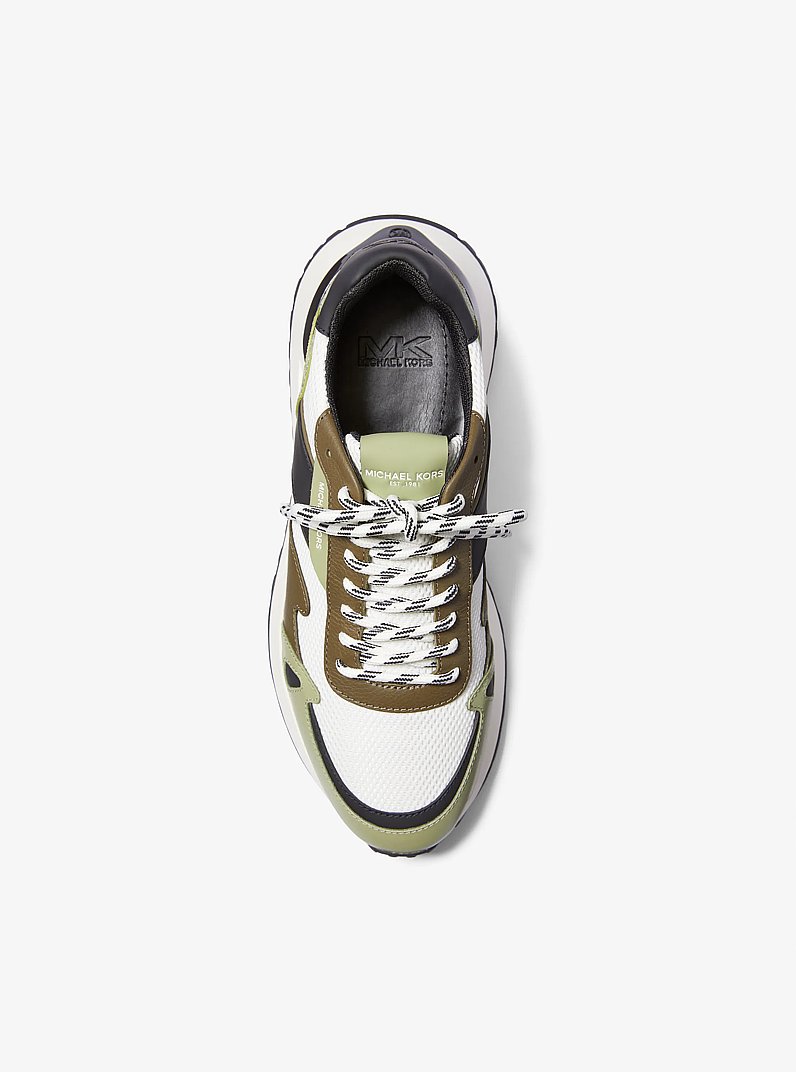 Sneaker Miles van mesh met kleurvlakken en kenmerkend logo in OLIJFGROEN | Michael Kors