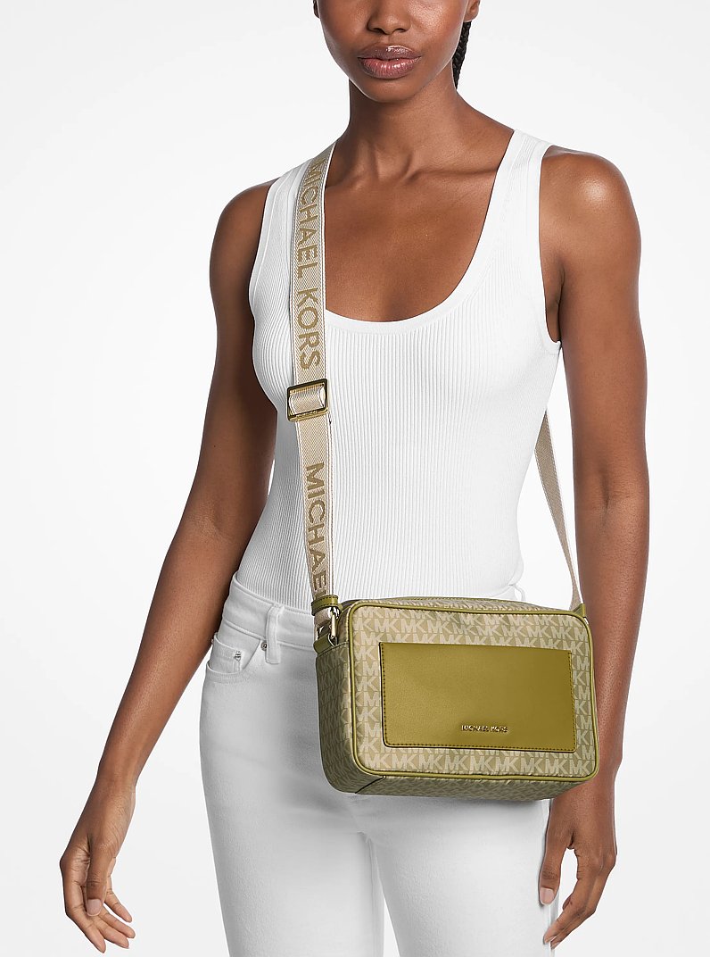 Jet Set Large Signature Logo Crossbody Bag in PISTACHIO | Michael Kors