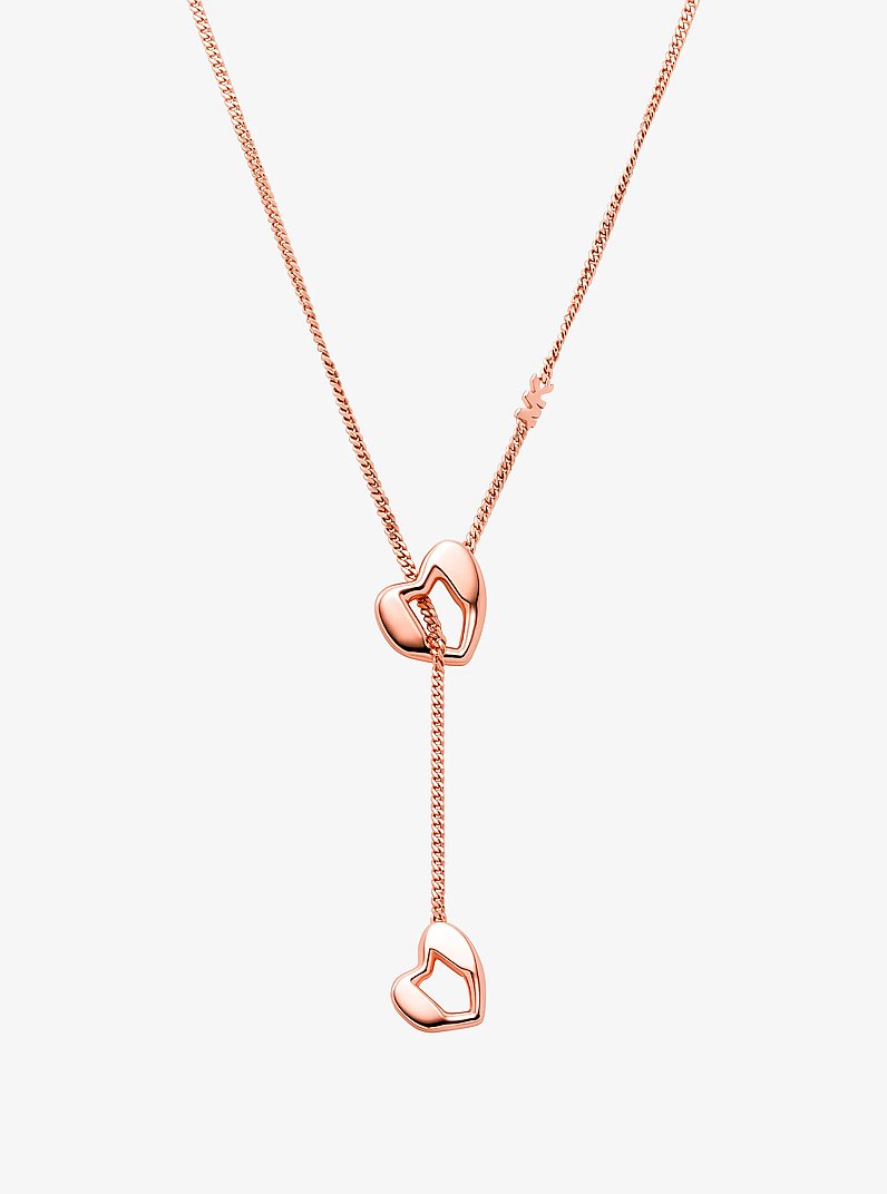 Collar de plata esterlina chapado en metales preciosos con cadena tipo lazo de coraz&oacute;n in DORADO ROSA | Michael Kors