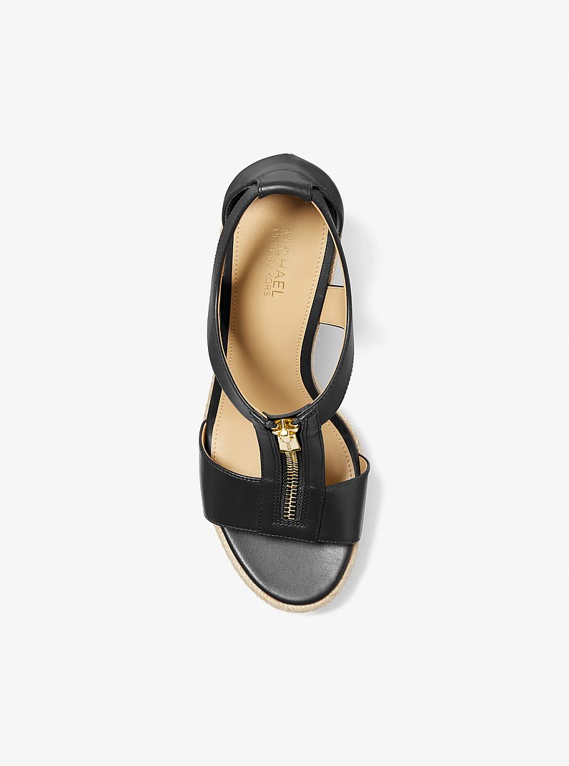 Berkley Leather Wedge Sandal in BLACK | Michael Kors